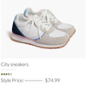 J. Crew White and Navy Sneakers with Pink Accents